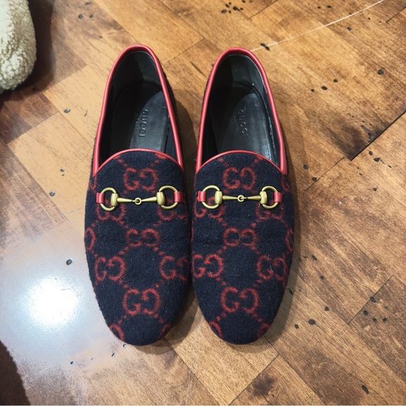 Gucci Jordan navy blue belt with red GG loafers - Picture 4 of 4